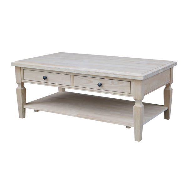 International Concepts Rectangle Vista Coffee Table, 48 in W X 28 in L X 20 in H, Wood, Unfinished OT-15C